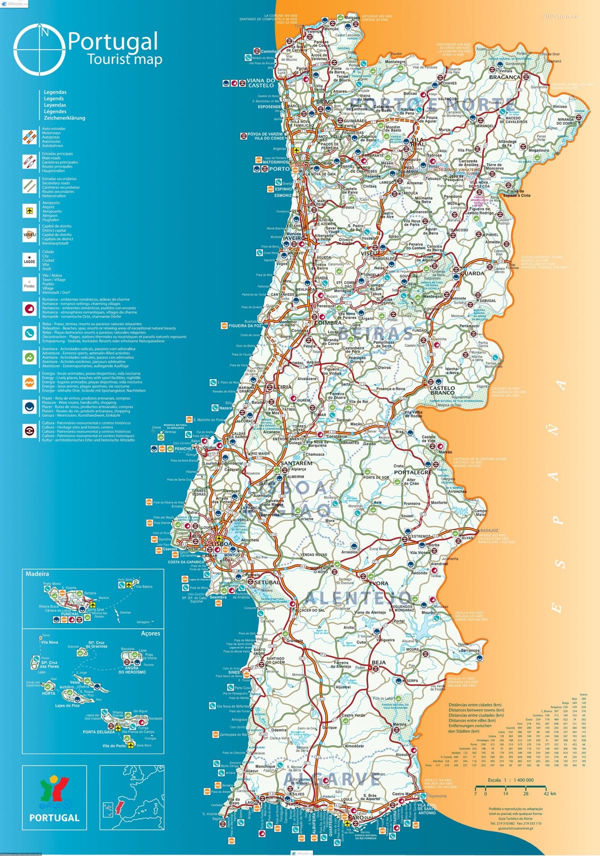地图葡萄牙海岸