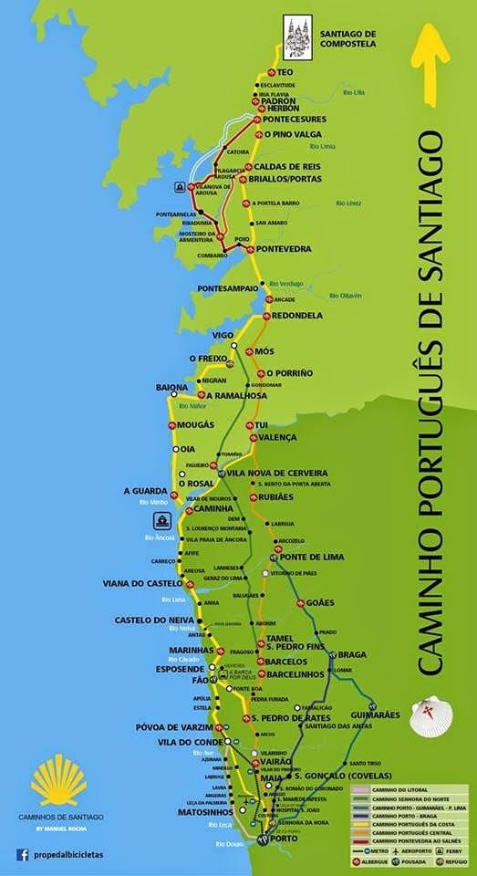 葡萄牙camino沿海路线图