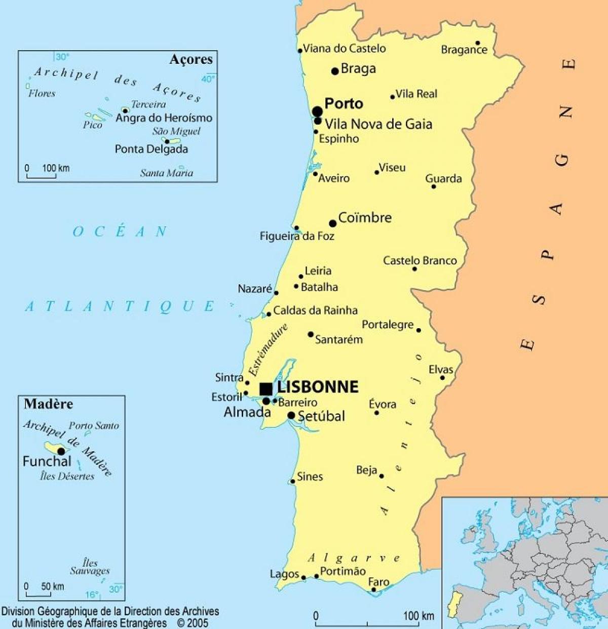 地图葡萄牙亚速尔群岛