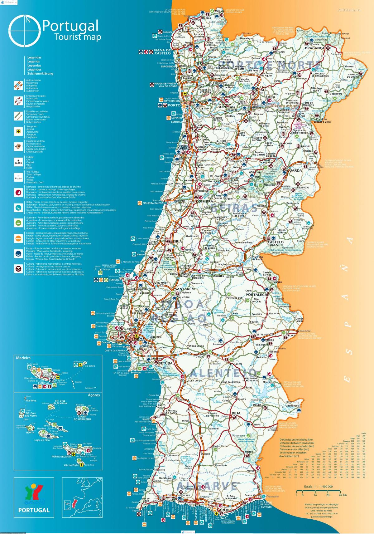 旅游地图葡萄牙