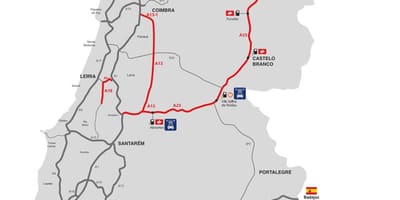 地图上的收费公路在葡萄牙