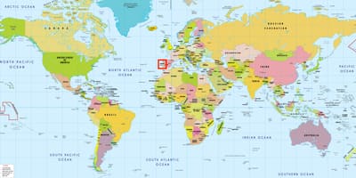 葡萄牙在世界地图上