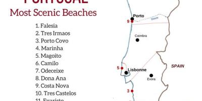 葡萄牙海滩的地图